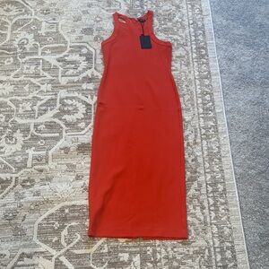 NWT NBD Orange Bodycon Midi Dress